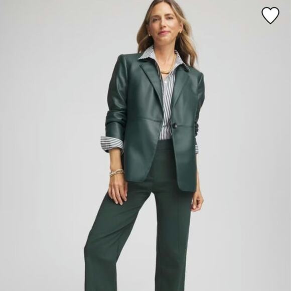 CHICO'S FAUX LEATHER BLAZER IN CAMEL, SZ 3/XL - Picture 6 of 16